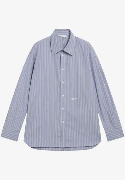 Givenchy Striped Poplin Shirt In Blue