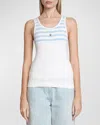 Givenchy Striped Rib Tank Top In White Light Blue