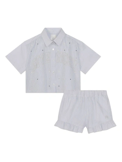 Givenchy Kids' Striped Set With Logo And Applications In Blue
