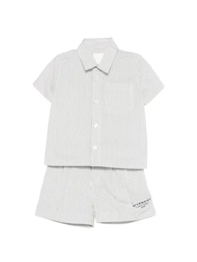 Givenchy Babies' Striped Short Sets (setf Of Two) In Gray