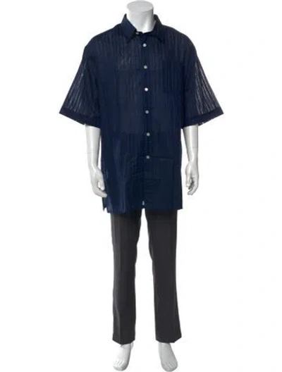 Pre-owned Givenchy Striped Short Sleeve Shirt W/ Tags In Blue