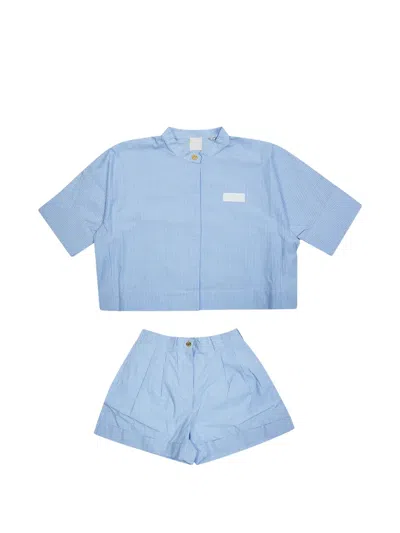 Givenchy Kids' Striped Shorts Set In Blue