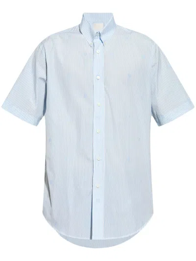 Givenchy Striped Short-sleeved Cotton Shirt In Blue