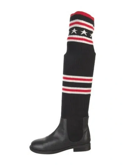 Pre-owned Givenchy Striped Sock Boots In Black
