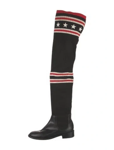 Pre-owned Givenchy Striped Sock Boots In Black
