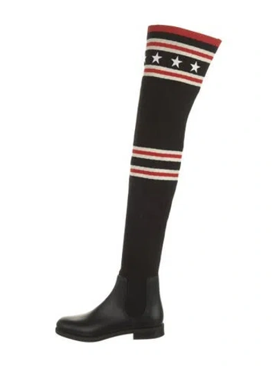 Pre-owned Givenchy Striped Sock Boots In Black