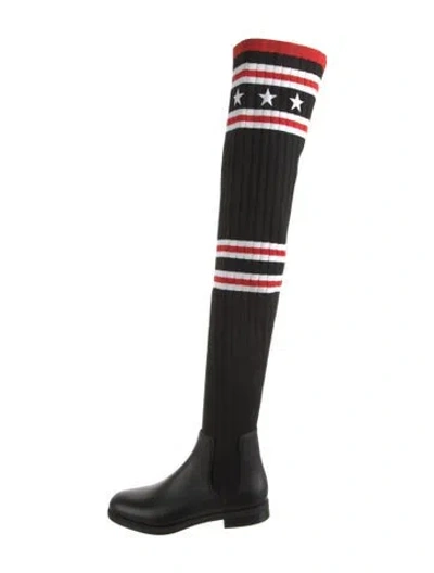 Pre-owned Givenchy Striped Sock Boots In Black