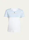 Givenchy Striped Top T-shirt With 4g Logo Detail In White Light Blue