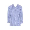 Givenchy Slashed Striped Poplin Shirt In Blue