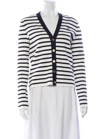 Pre-owned Givenchy Striped V-neck Sweater In Blue