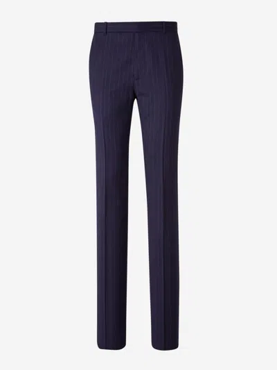 Givenchy Striped Wool Pants In Blue
