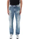 Givenchy Washed Denim Tapered Leg Jeans With Contrast Stitching