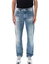 Givenchy Washed Denim Tapered Leg Jeans With Contrast Stitching In Blue