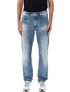Givenchy Washed Denim Tapered Leg Jeans With Contrast Stitching In Ocean Blue