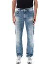 Givenchy Washed Denim Tapered Leg Jeans With Contrast Stitching In Ocean Blue