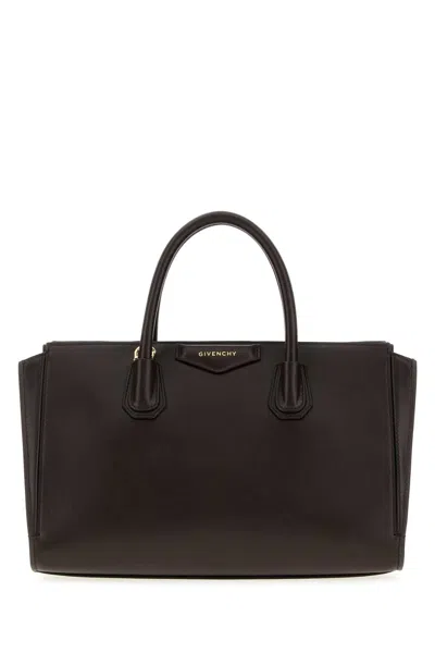Givenchy Structured Calf Leather Shoulder Bag In Brown