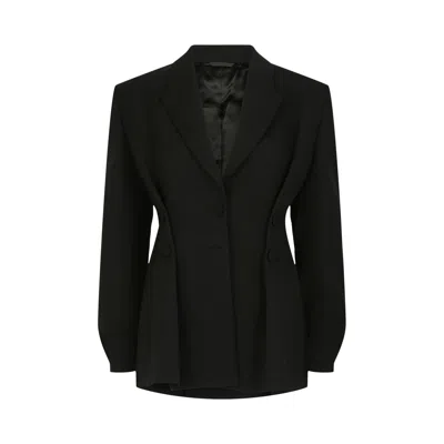 Pre-owned Givenchy Structured Tricotine Wool Jacket With Satin Collar 'black' | Women's Size 40