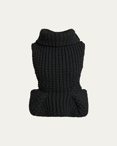 Givenchy Structured Turtleneck Cable Wool Top In Black