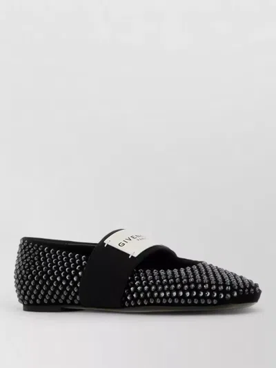 Givenchy Studded Ballerina Shoes Flat Round Toe Design In Black