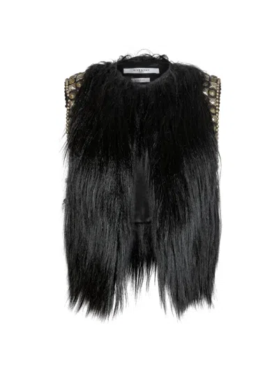 Pre-owned Givenchy Studded Fur Gilet In Black