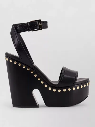 Givenchy Clog Platform Sandals In Leather With Studs Detail In Black