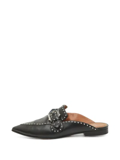 Pre-owned Givenchy Studded Pointed-toe Leather Mules In Black