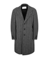 Givenchy Men Wool Blend Coat With Herringbone Motif In Gray