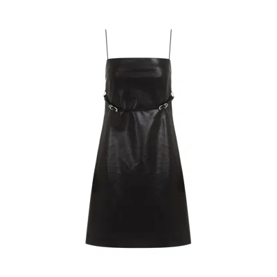 Givenchy Leather Sleeveless Belted Mini Dress In Black