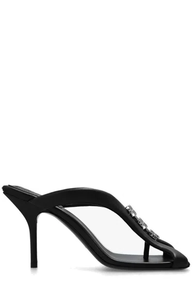 Givenchy Stylish Black Woven Heel Thong Sandals For Women