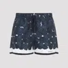 Givenchy Mens Dark Navy Roses Drawstring Silk Shorts In Blue