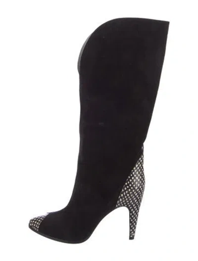 Pre-owned Givenchy Suede Animal Print Boots In Black