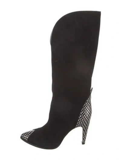 Pre-owned Givenchy Suede Animal Print Boots In Black