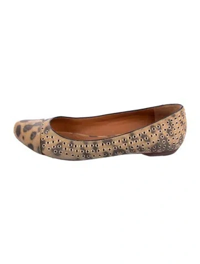 Pre-owned Givenchy Suede Animal Print Flats In Brown