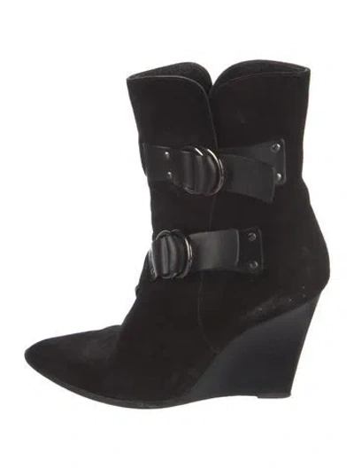Pre-owned Givenchy Suede Chain-link Accents Boots In Black