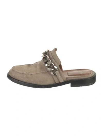 Pre-owned Givenchy Suede Chain-link Accents Mules In Neutrals