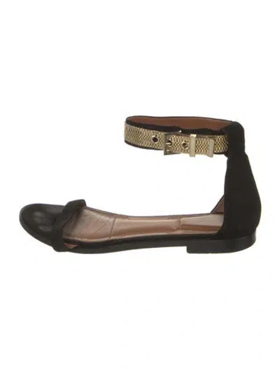 Pre-owned Givenchy Suede Chain-link Accents Sandals In Black