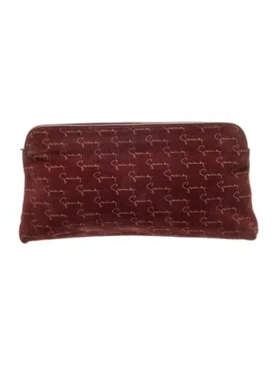 Pre-owned Givenchy Suede Clutch In Burgundy