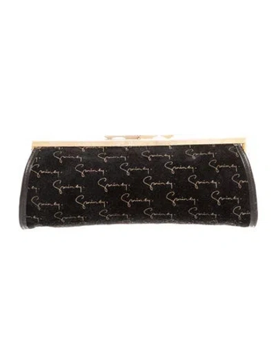 Pre-owned Givenchy Suede Clutch Vintage In Black