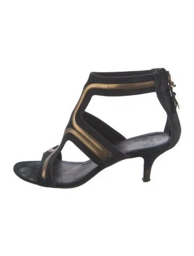 Pre-owned Givenchy Suede Colorblock Pattern Gladiator Sandals In Black