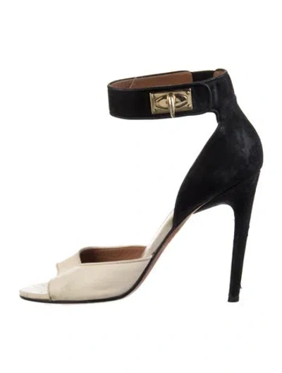 Pre-owned Givenchy Suede Colorblock Pattern Sandals In Black