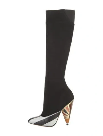Pre-owned Givenchy Suede Colorblock Pattern Sock Boots In Black