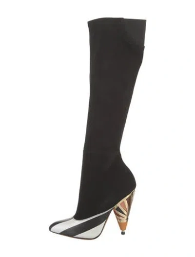 Pre-owned Givenchy Suede Colorblock Pattern Sock Boots In Black