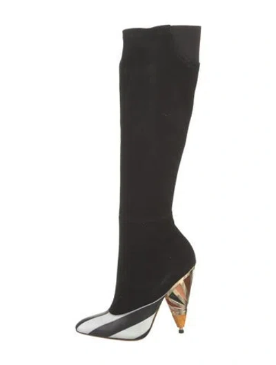 Pre-owned Givenchy Suede Colorblock Pattern Sock Boots In Black
