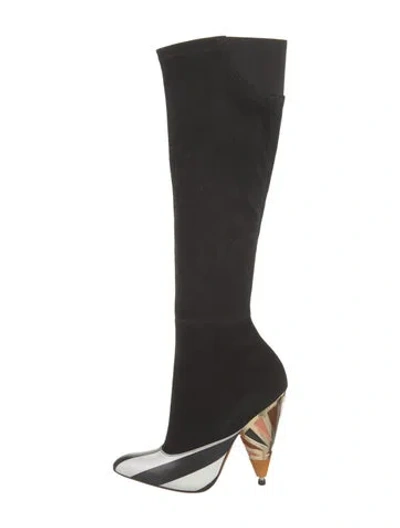 Pre-owned Givenchy Suede Colorblock Pattern Sock Boots In Black