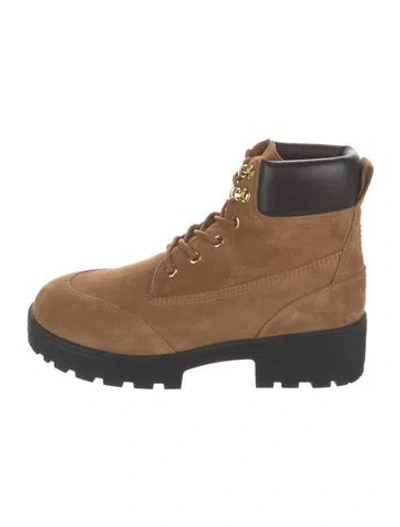 Pre-owned Givenchy Suede Combat Boots In Brown