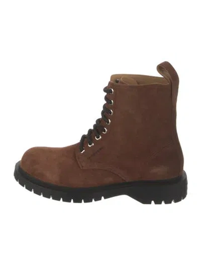 Pre-owned Givenchy Suede Combat Boots In Brown