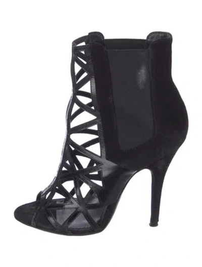 Pre-owned Givenchy Suede Cutout Accent Boots In Black