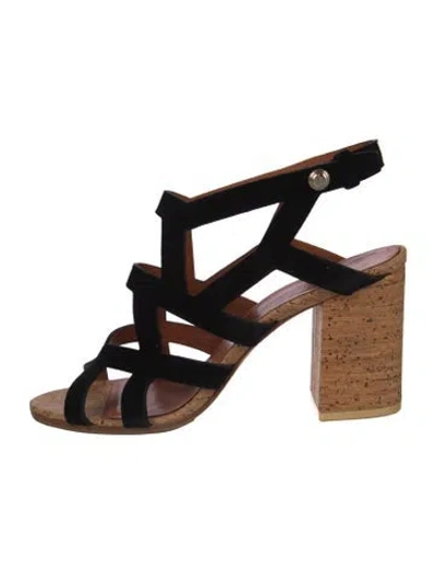 Pre-owned Givenchy Suede Cutout Accent Sandals In Black