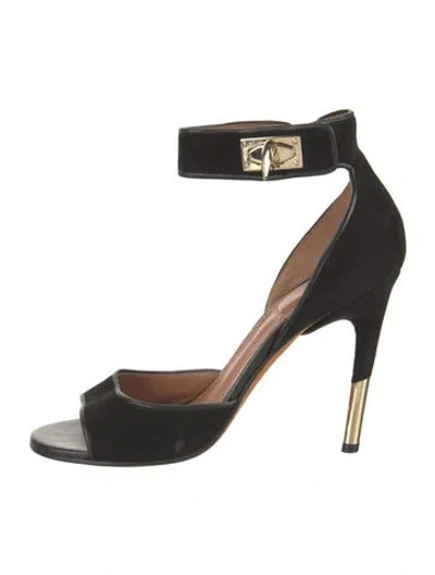 Pre-owned Givenchy Suede Cutout Accent Sandals In Black