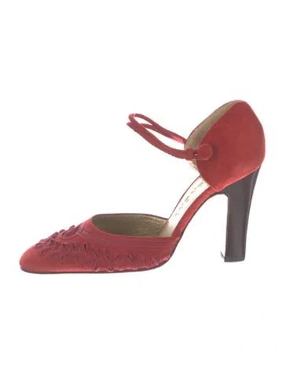 Pre-owned Givenchy Suede D'orsay Pumps In Red